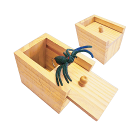 BuzzJoy Original Spider Prank Box - Hilarious Wooden Jumping Toy for April Fools, Birthday Gag Gift & Practical Joke Kit