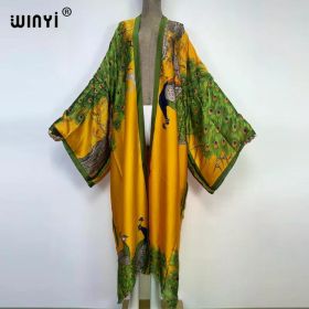WINYI 2022 Summer Women Cardigan stitch Cocktail sexy Boho Maxi African Holiday Batwing Sleeve Silk feeling Robe kimono kaftan (Color: 33, size: One size)
