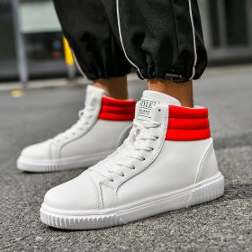 High-top new couple sneakers, men's and women's sports and casual height-increasing white sneakers, and the trend of sneakers (Color: White, size: 42)